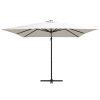 Cantilever Umbrella with LED lights and Steel Pole 250×250 cm – Sand