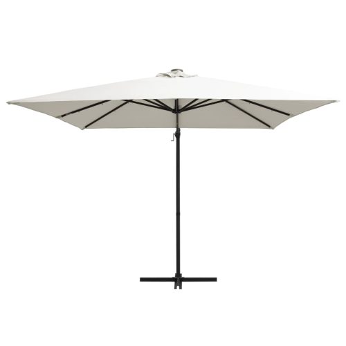 Cantilever Umbrella with LED lights and Steel Pole 250×250 cm – Sand