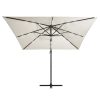 Cantilever Umbrella with LED lights and Steel Pole 250×250 cm – Sand