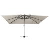 Cantilever Umbrella with LED Lights and Aluminium Pole 400×300 cm – Sand