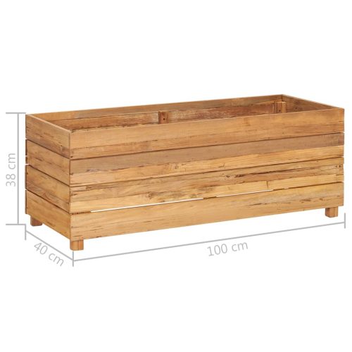Raised Bed Recycled Teak and Steel – 100x40x38 cm