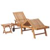 Sun Lounger Solid Teak Wood – With Table, 1