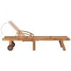 Sun Lounger Solid Teak Wood – With Table, 1