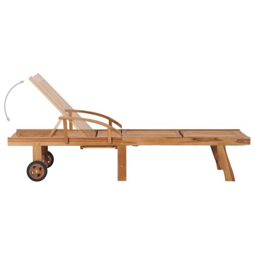 Sun Lounger Solid Teak Wood – With Table, 1