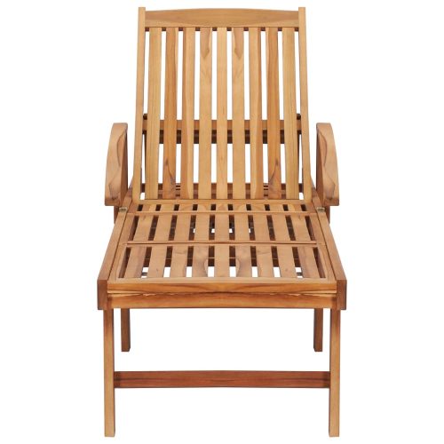 Sun Lounger Solid Teak Wood – With Table, 1