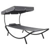 Outdoor Lounge Bed with Canopy & Pillow – Grey
