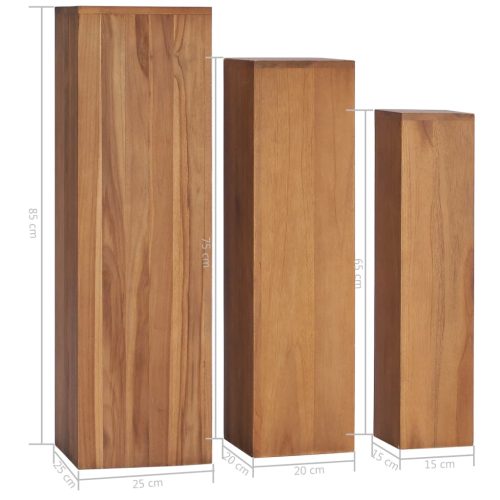 3 Piece Plant Stand Set Solid Teak Wood