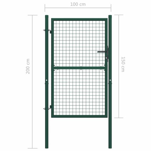 Fence Gate Steel Green – 100×150 cm