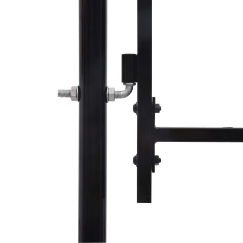 Fence Gate Double Door with Spike Top Steel Black – 3×2 m