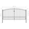 Double Door Fence Gate with Spear Top – 400×248 cm