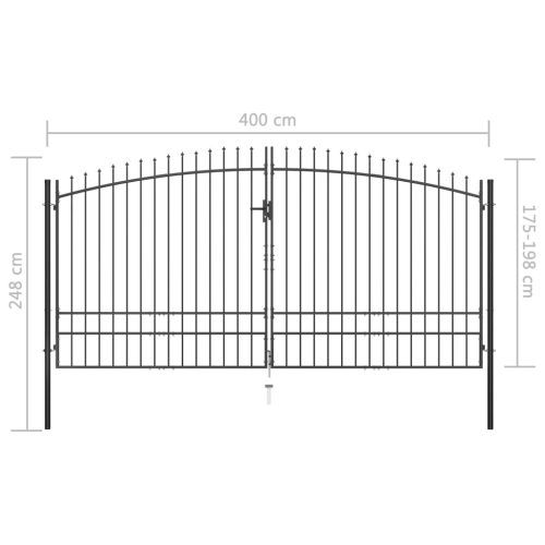 Double Door Fence Gate with Spear Top – 400×248 cm