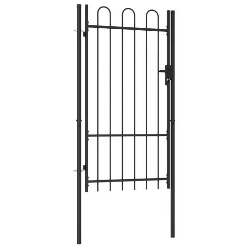 Fence Gate Single Door with Steel Black