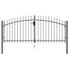 Fence Gate Double Door with Spike Top Steel Black – 3×1.25 m