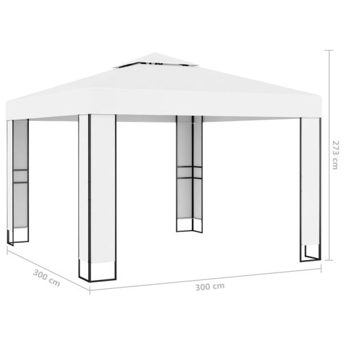 Gazebo with Double Roof – 3×3 m, White