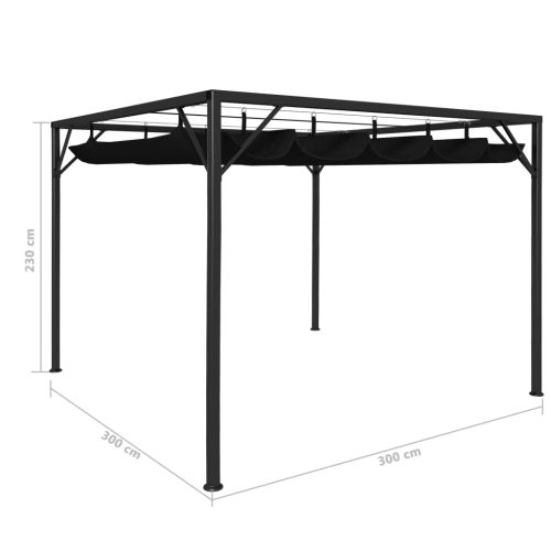 Garden Gazebo with Retractable Roof Canopy – Anthracite