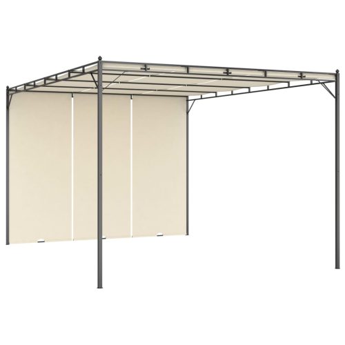 Garden Gazebo with Side Curtain – 4x3x2.25 m, Cream