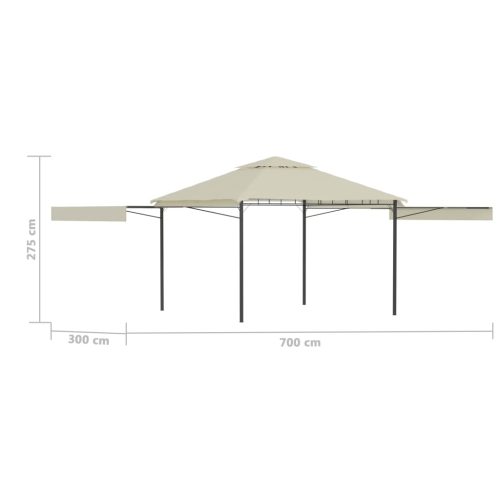 Gazebo with Double Extended Roofs 3x3x2.75 m 180 g/m – Cream