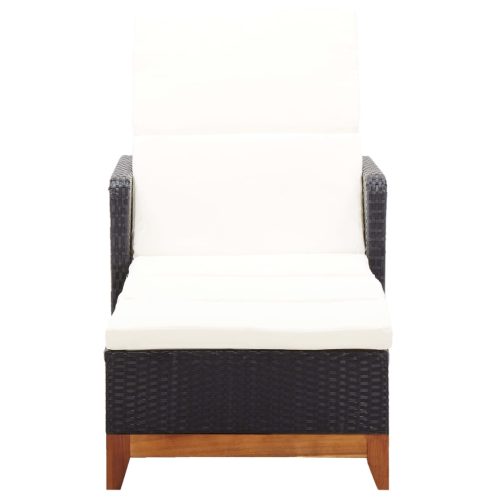 Sun Lounger Poly Rattan and Solid Acacia Wood