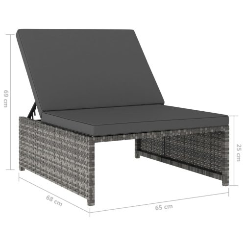 Sun Loungers 2 pcs with Table Poly Rattan – Grey
