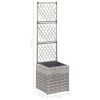 Trellis Raised Bed with Pot Poly Rattan – 30x30x107 cm, Grey