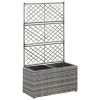 Trellis Raised Bed with Pot Poly Rattan – 58x30x107 cm, Grey