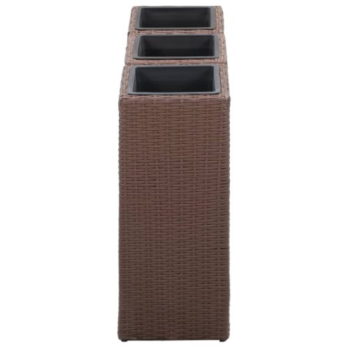 Garden Raised Beds 3 pcs Poly Rattan – Brown