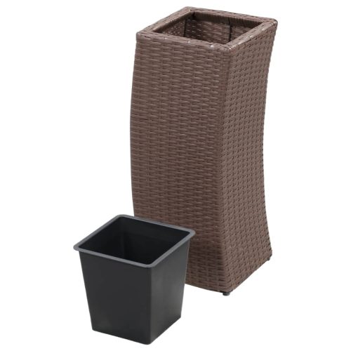 Garden Raised Beds 3 pcs Poly Rattan – Brown