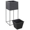 Garden Raised Beds 3 pcs Poly Rattan – Black