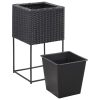 Garden Raised Beds 3 pcs Poly Rattan – Black