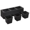 Garden Raised Bed with Pots Poly Rattan – 100x30x36 cm, Black