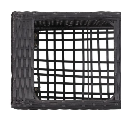 Garden Raised Bed with Pots Poly Rattan – 100x30x36 cm, Black