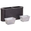 Garden Raised Bed Poly Rattan – 80x25x40 cm, Black