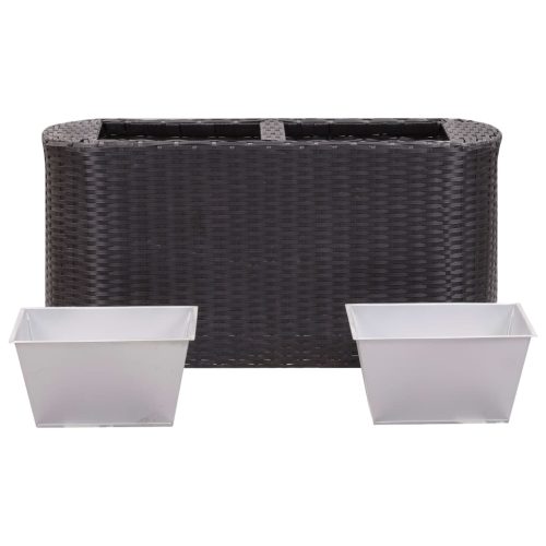 Garden Raised Bed Poly Rattan – 80x25x40 cm, Black