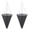 Hanging Flower Baskets 2 pcs Poly Rattan – Black