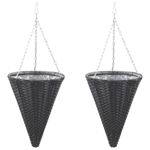 Hanging Flower Baskets 2 pcs Poly Rattan