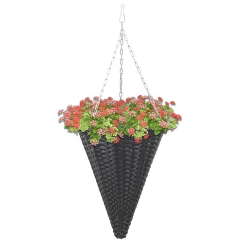 Hanging Flower Baskets 2 pcs Poly Rattan