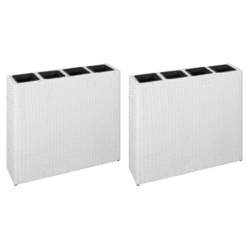 Garden Rectangle Rattan Raised Bed Set – White, 2