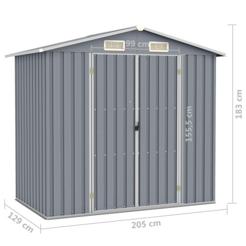 Garden Shed 205x129x183 cm Galvanised Steel – Grey