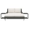 2-Person Garden Sun Bed with Cushions Poly Rattan – Black