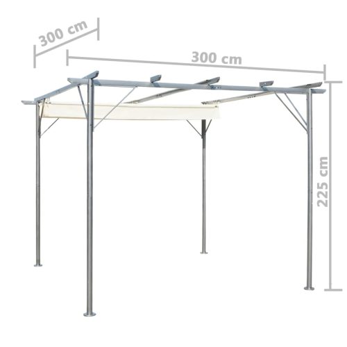 Pergola with Retractable Roof 3×3 m Steel – Cream