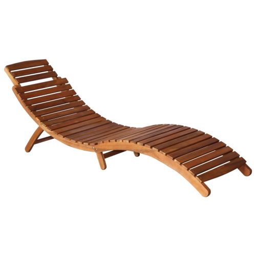 Sun Lounger Solid Acacia Wood Brown – 2 Sunloungers With Table