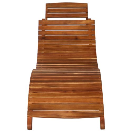 Sun Lounger Solid Acacia Wood Brown – 2 Sunloungers With Table