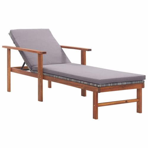 Sun Lounger Poly Rattan and Solid Acacia Wood