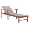 Sun Lounger Poly Rattan and Solid Acacia Wood – Grey