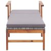 Sun Lounger Poly Rattan and Solid Acacia Wood – Grey