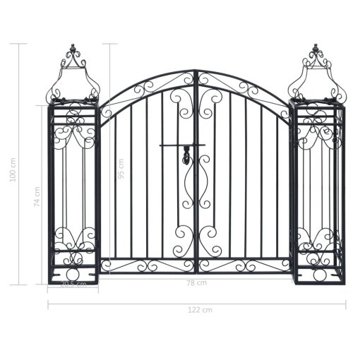 Ornamental Garden Gate Wrought Iron – 122×20.5×100 cm