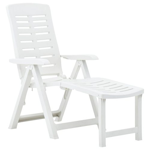 Folding Sun Lounger Plastic – White