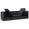 Outdoor Sofa with Cushion and Pillow Poly Rattan Black