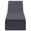 Sunlounger Poly Rattan and – Black and Dark Grey