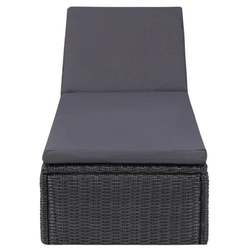 Sunlounger Poly Rattan and – Black and Dark Grey